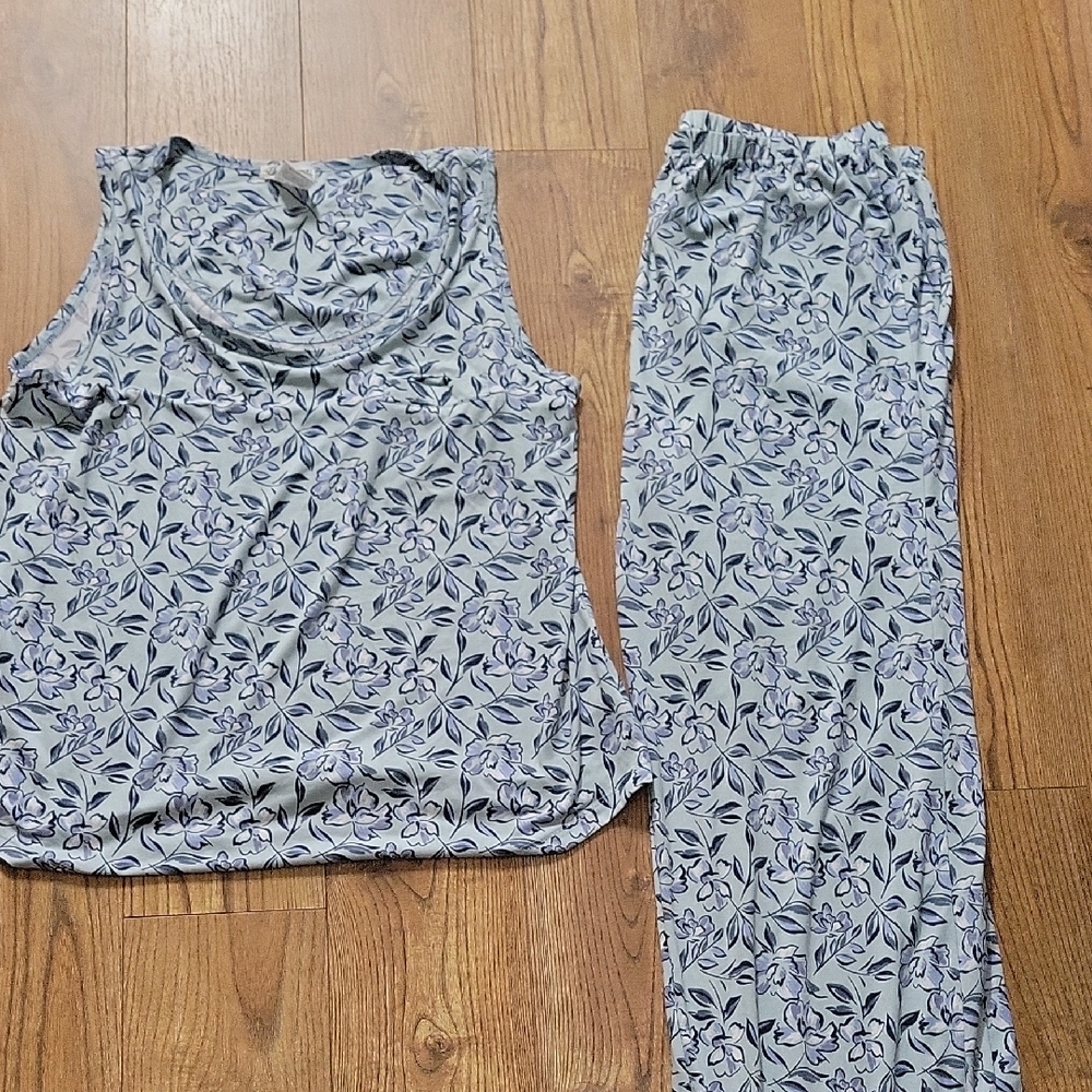 Floral Print Pajama Set - Blue